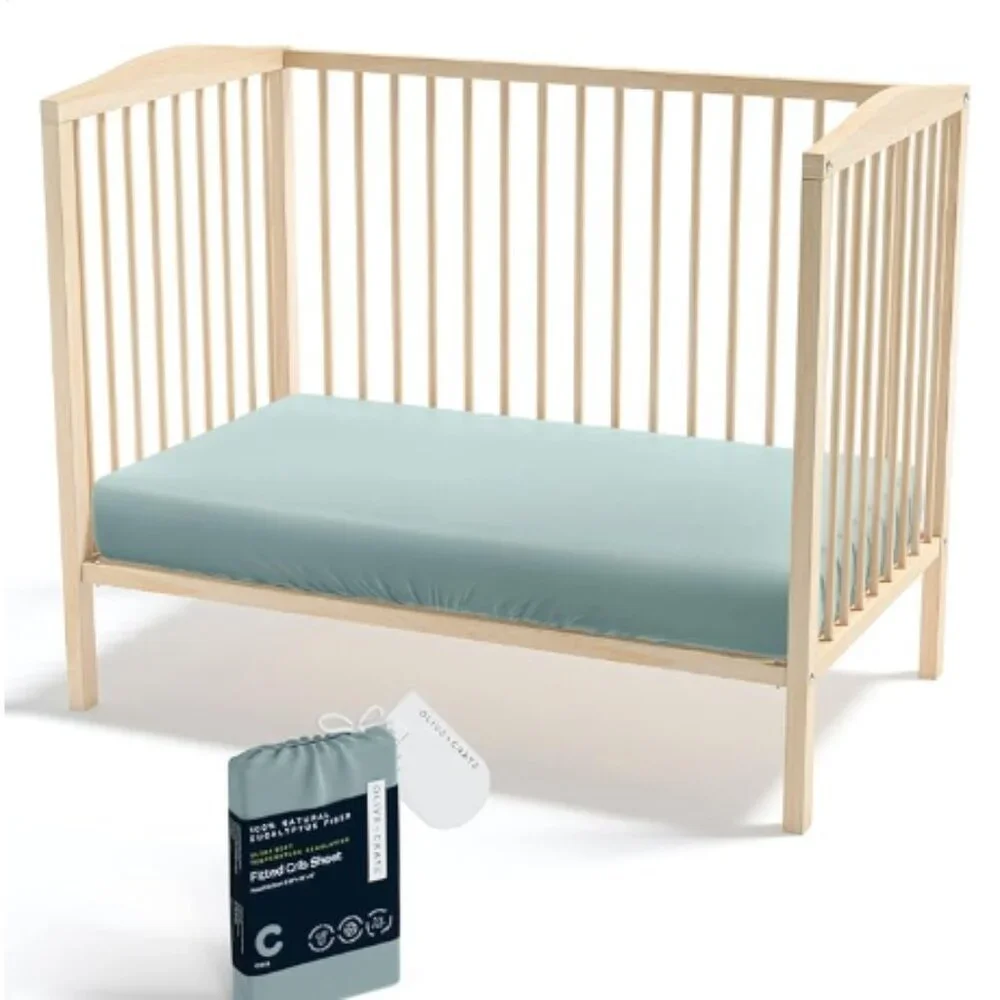 Eucalyptus Crib Sheet – Baby/Toddler – Cooling, Soft, 100% TENCEL – Olive Crate